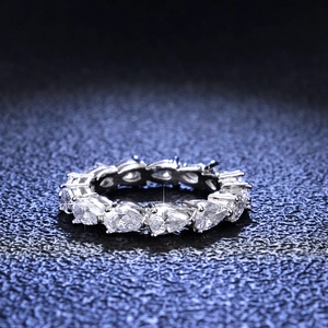 Eternity band with pear-cut moissanite stones in S925 sterling silver setting