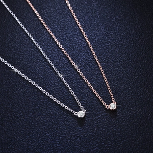 Minimalist 925 sterling silver and rose gold necklaces with 1-carat moissanite pendants