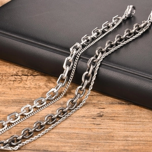 Hip Hop Double Layer Stainless Steel Bracelet For Men Women Polished Metal Curb Rope Chain Adjustable Wristband Fashion Jewelry