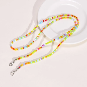 Colorful beaded eyeglass chain with stainless steel lobster clasps and mixed glass seed beads