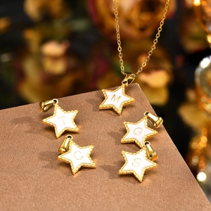 Stainless Steel Gold Plated Star Shape Alphabet Letter Pendant Only Without Chain For Women Fashion Jewelry