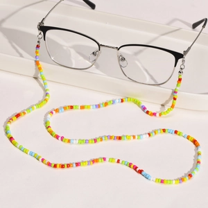 Stainless Steel Eyeglass Chain Colorful Beaded Mask Lanyard Anti-Lost Adjustable Strap Holder For Women Daily Accessory