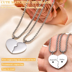 Collana puzzle a cuore in acciaio inossidabile per coppie con incisione personalizzata