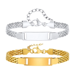 Bracciali a maglia in acciaio inossidabile oro e argento con targhette personalizzabili