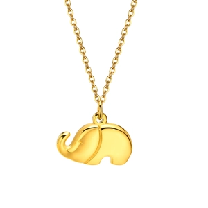 Minimalist gold titanium steel elephant pendant necklace with high-polished finish
