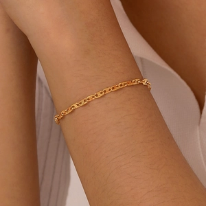 Bracciale a Catena Chicco di Caffè in Acciaio Inossidabile per Donna Placcato Oro Strutturato Catena Regolabile Gioielli Regalo