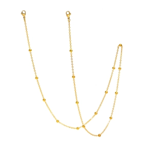Adjustable gold bead glasses chain and necklace with stainless steel lobster clasps