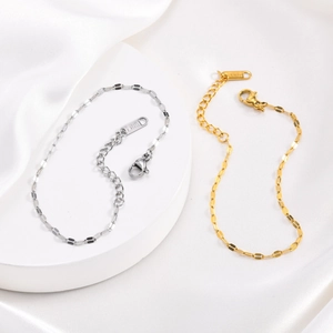 Minimalist Stainless Steel Thin Link Bracelet For Women 18K Gold Silver Plated Adjustable Dainty Chain Bracelet Daily Jewelry Gift