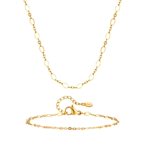 Bracelet à maillons en acier inoxydable doré avec gravure K18 et fermoir mousqueton