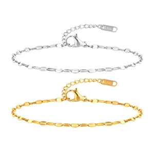 Minimalist 18K gold and silver stainless steel thin link bracelets with lobster clasp