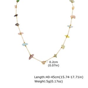 Collana a catena in acciaio inossidabile dorato con pietre naturali colorate 40-45cm