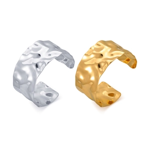 Bracciali a polsino largo in acciaio inossidabile martellato oro e argento