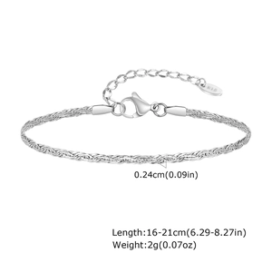 Silver woven stainless steel twist chain bracelet with lobster clasp and K18 tag