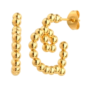 Elegante goldene Perlen-Ohrstecker in C-Form für Damen mit minimalistischem Kugeldesign