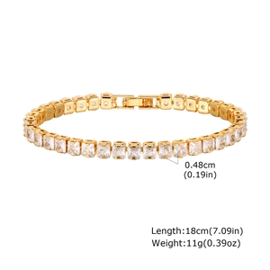 Detail of 18cm gold-plated tennis bracelet with cubic zirconia and size dimensions