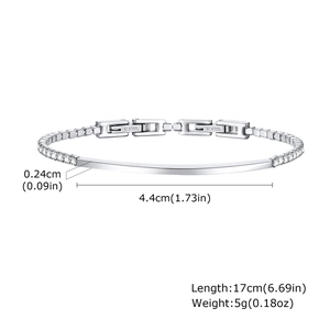 Détails du bracelet en acier inoxydable avec zircons et spécifications de 17cm