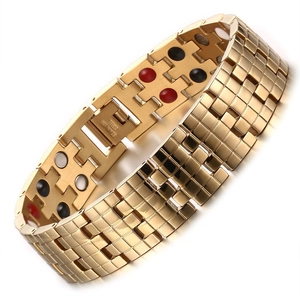 Men Gold Plated Stainless Steel Magnetic Bracelet Health Energy Geometric Link Chain Bracelet For Men Fashion Jewelry