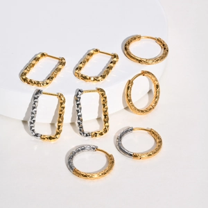 Boucles d'oreilles géométriques à losanges en or et acier inoxydable bicolore