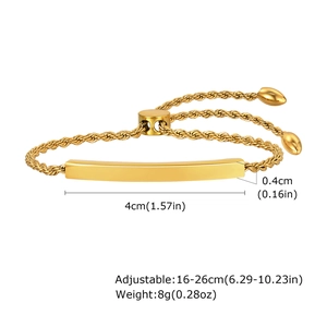 Spécifications de taille pour bracelet ajustable en acier inoxydable doré à plaque courbe
