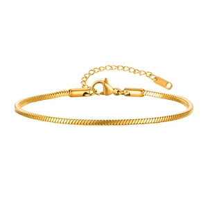 Minimalist gold snake chain bracelet with K18 engraving and adjustable lobster clasp