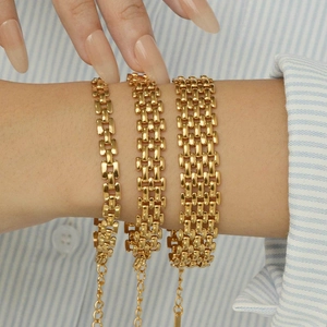 Chic gold stainless steel watch band bracelets in single, double and triple link styles