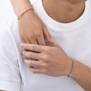 Bracelets de couple minimalistes en acier inoxydable sertis de zircon pour homme et femme