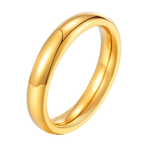 Polished 14K gold-plated stainless steel domed ring in minimalist round band style