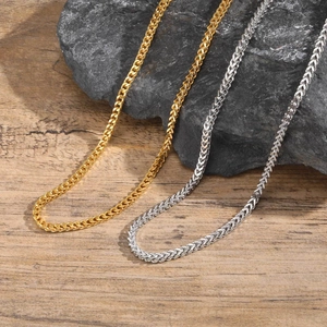 Collier Chaîne Franco en Acier Inoxydable Unisexe Or Argent Couleur Mode Commute Fermoir Mousqueton Bijoux de Cou