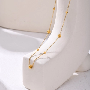 Collier Minimaliste en Acier Inoxydable avec Perles Dorées pour Femmes Collier Chaîne en O avec Boules de Métal Bijoux de Mode