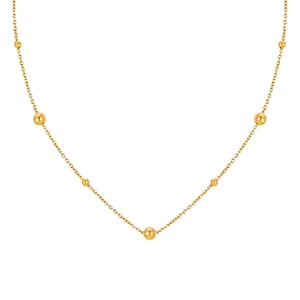 Collier minimaliste en acier inoxydable doré avec chaîne croisée plate et billes polies