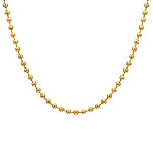 Minimalist gold stainless steel beaded ball chain necklace with polished mirror finish