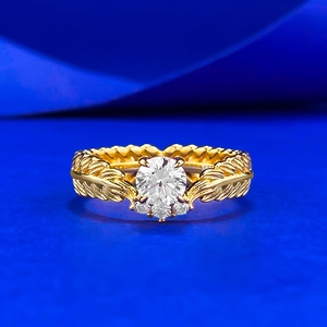 925 Sterling Silver Gold Plated Wheat Ear Ring For Women Rhinestone Inlaid Leaf Texture Vintage Minimalist Finger Ring Jewelry