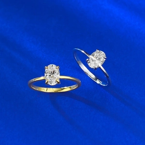 Elegant 1-carat oval cut S925 sterling silver solitaire rings in gold and silver finish