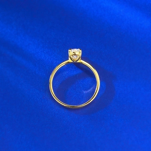 Detailed close-up of a 1-carat round cut solitaire ring with four-prong gold setting