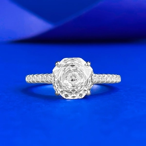 Luxurious 925 Sterling Silver Ring Octagonal Cut Rhinestone Wedding Engagement Band For Women Geometric Fashion Jewelry Gift