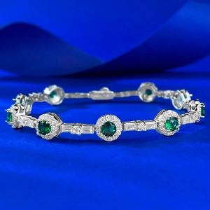 Bracelet Fée Verte en Argent Sterling S925 Bracelet Réglable en Strass de Luxe Bijoux de Mode pour Femme Cadeau