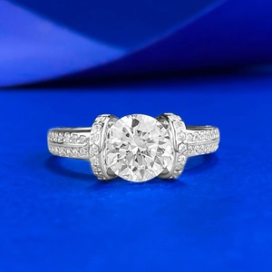 Exquisite 925 Sterling Silver Round Rhinestone Ring For Women Princess Style Geometric Pave Finger Ring Wedding Party Jewelry Gift
