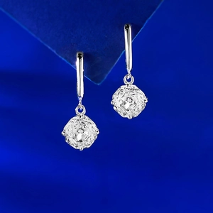 925 Sterling Silver Octagon Cut Rhinestone Drop Earrings Geometric Millennium Style Dangle Earrings For Women Party Jewelry