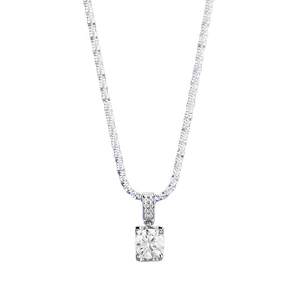 Elegante S925 Sterlingsilber Kordelkette mit rundem Moissanit Anhänger für Damen