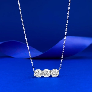 Elegante Collana Con Ciondolo a Tre Pietre in Argento Sterling 925 per Donna Catena Clavicola In Strass Lucido Gioielli