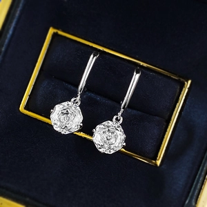 Classic S925 silver drop earrings with 8mm octagonal millennium cut rose crystals