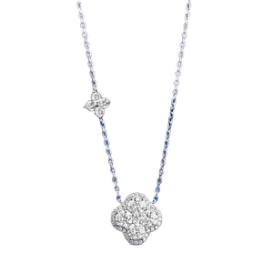 S925 silver four-leaf clover necklace featuring a moissanite pendant on a delicate chain