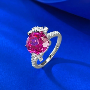 Sparkling S925 sterling silver 10mm lotus cut rose red gemstone ring with butterfly accents