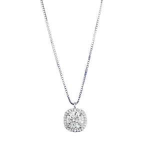 Classic S925 sterling silver halo pendant necklace with 1 carat round moissanite