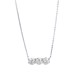 Elegante collana in argento S925 con pendente orizzontale a tre pietre di zircone