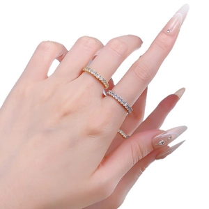 Classic S925 sterling silver eternity ring with sparkling full pavé round cut diamonds