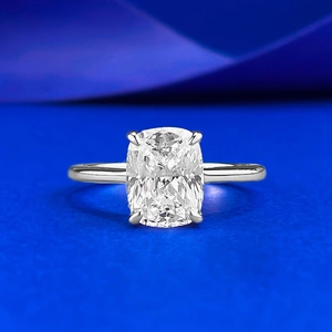 925 Sterling Silver Cushion Cut Rhinestone Ring For Women Classic Elegant Geometric Inlaid Jewelry For Daily Party Gift