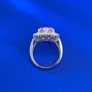 Anello in argento sterling S925 con cristallo rosa a forma di cuore 10x10mm e halo