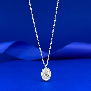Collier Pendentif en Strass Ovale Serti Clos en Argent Sterling 925 Minimaliste Bijoux pour Femmes Chaîne Fine Mode Commute