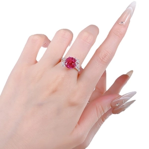 S925 silver ring with 10mm rose lotus cut gemstone and butterfly diamond accents